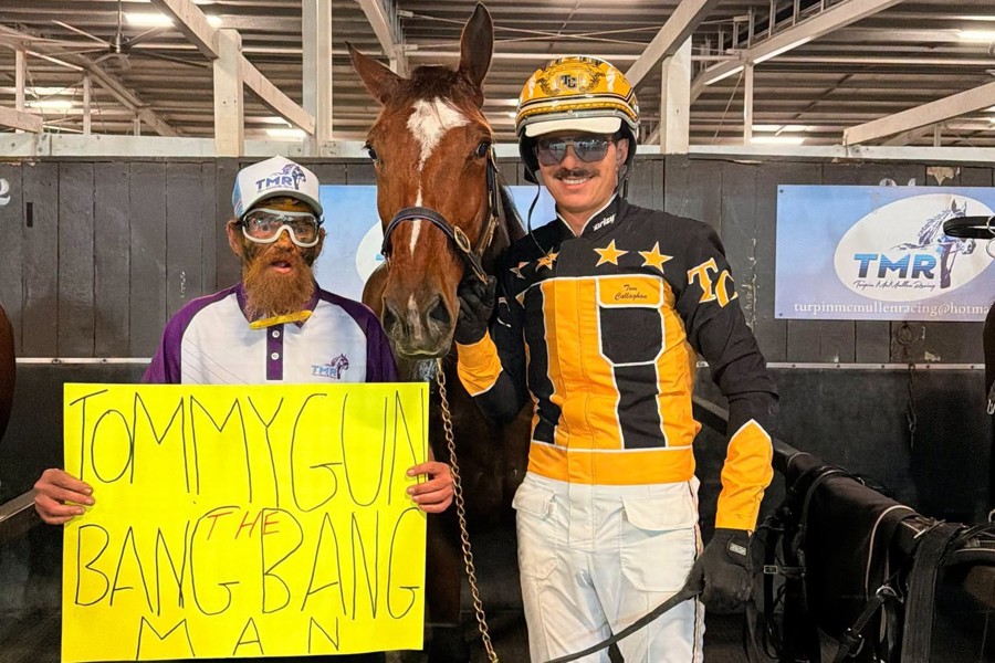 Jimmy with Tom Callaghan after a recent winner. Pictures: Albion Park Harness Racing Club.