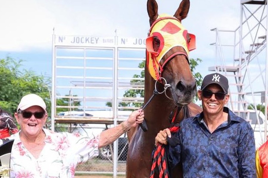 trainer Mark Oates and local industry figure Julie Eggerling