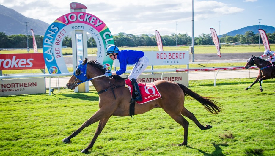 Adam Sewell riding The Driller to victory for trainer Lachie Manzelmann. Pictures: Peter Roy.