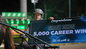 Grant Dixon drives into the harness racing record books